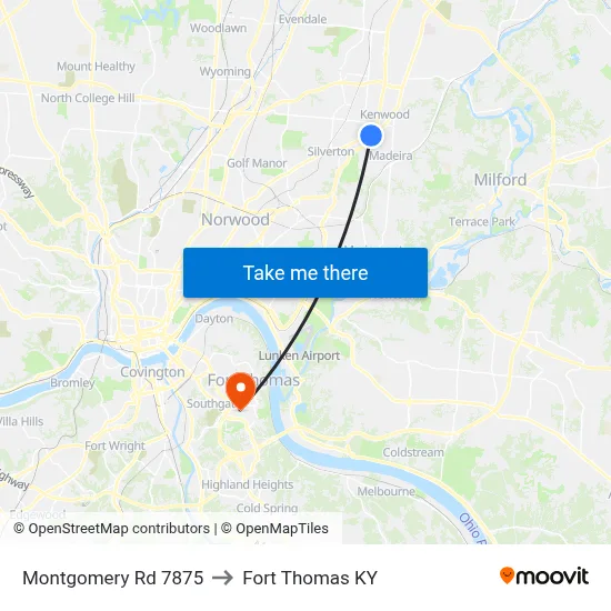 Montgomery Rd 7875 to Fort Thomas KY map