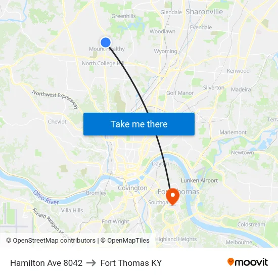 Hamilton Ave 8042 to Fort Thomas KY map