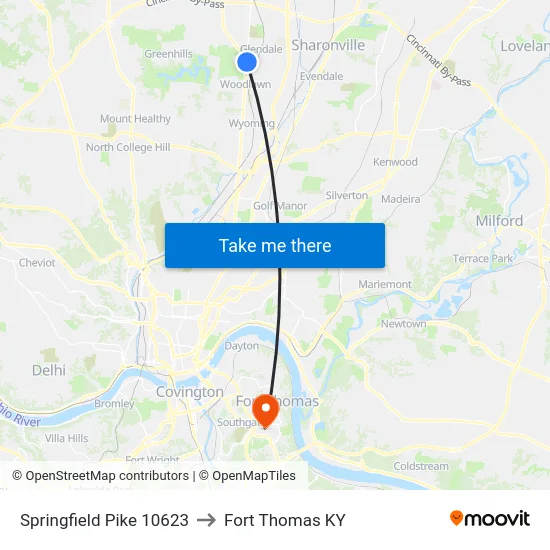 Springfield Pike 10623 to Fort Thomas KY map
