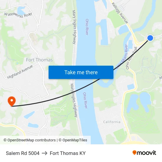 Salem Rd 5004 to Fort Thomas KY map