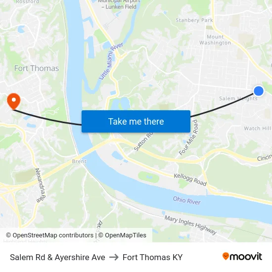 Salem Rd & Ayershire Ave to Fort Thomas KY map