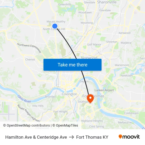 Hamilton Ave & Centeridge Ave to Fort Thomas KY map