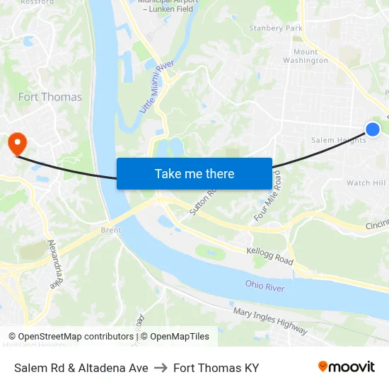 Salem Rd & Altadena Ave to Fort Thomas KY map