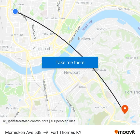 Mcmicken Ave 538 to Fort Thomas KY map