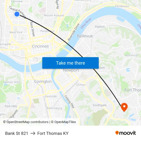 Bank St 821 to Fort Thomas KY map