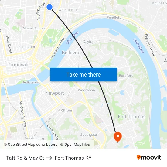Taft Rd & May St to Fort Thomas KY map