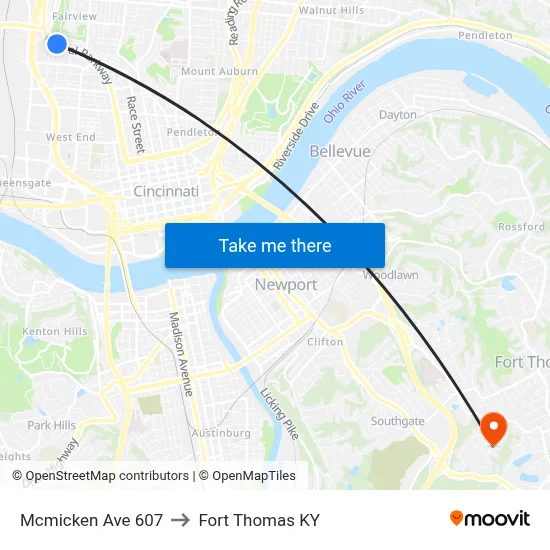 Mcmicken Ave 607 to Fort Thomas KY map
