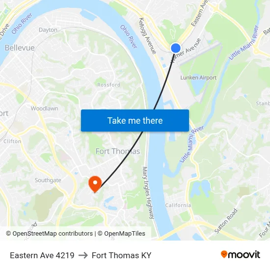 Eastern Ave 4219 to Fort Thomas KY map
