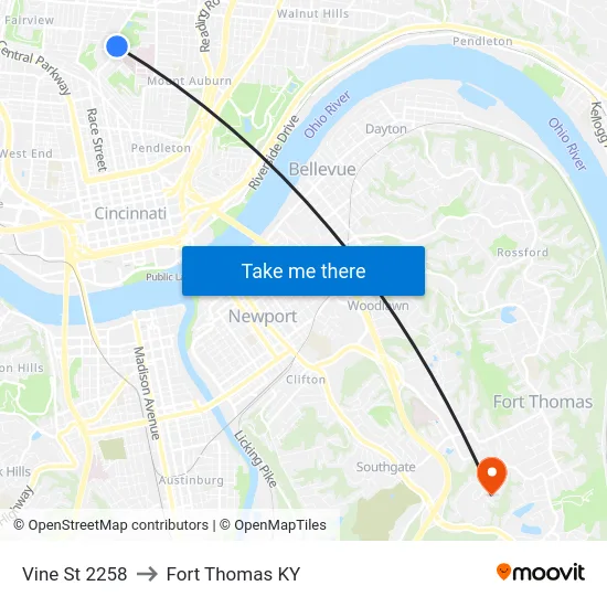 Vine St 2258 to Fort Thomas KY map
