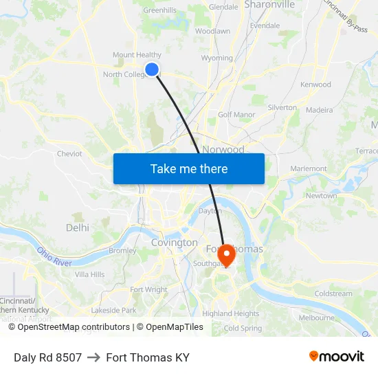 Daly Rd 8507 to Fort Thomas KY map