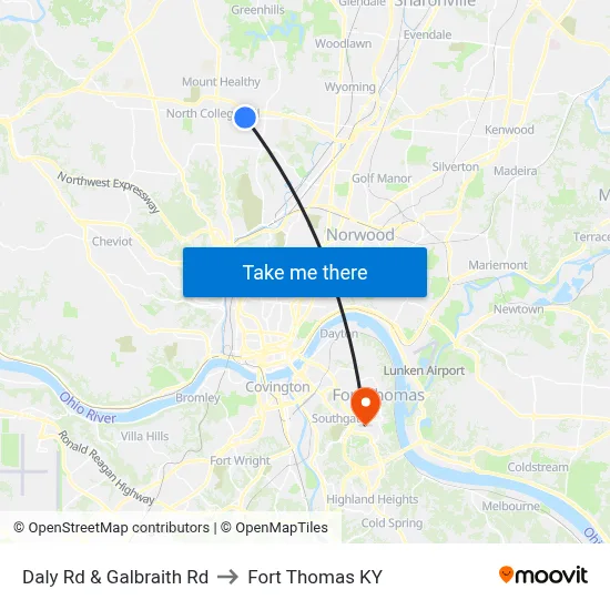 Daly Rd & Galbraith Rd to Fort Thomas KY map
