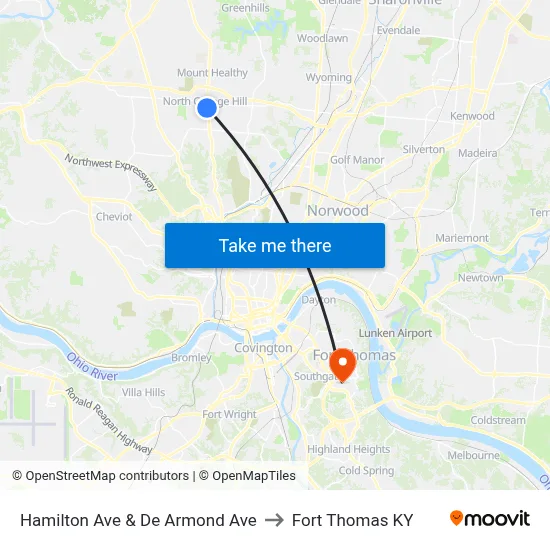 Hamilton Ave & De Armond Ave to Fort Thomas KY map
