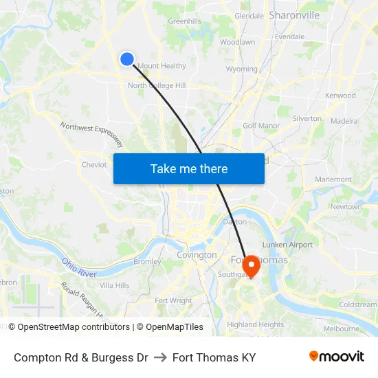 Compton Rd & Burgess Dr to Fort Thomas KY map