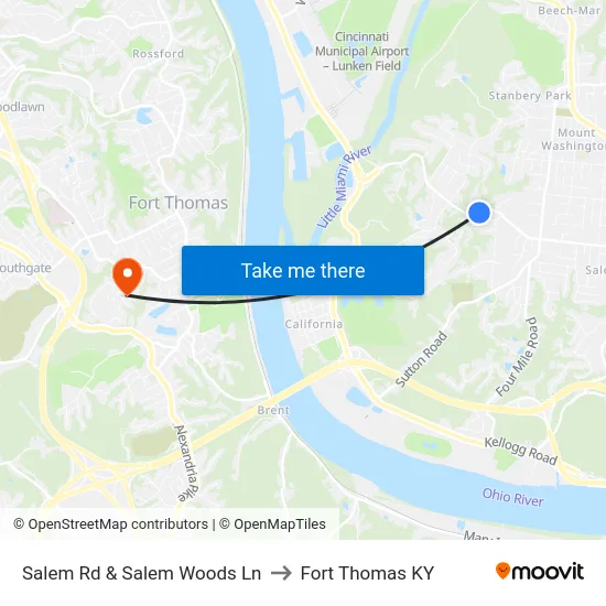Salem Rd & Salem Woods Ln to Fort Thomas KY map