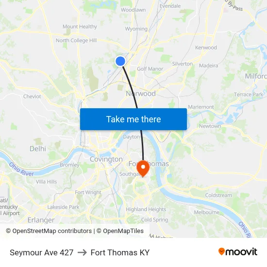 Seymour Ave 427 to Fort Thomas KY map