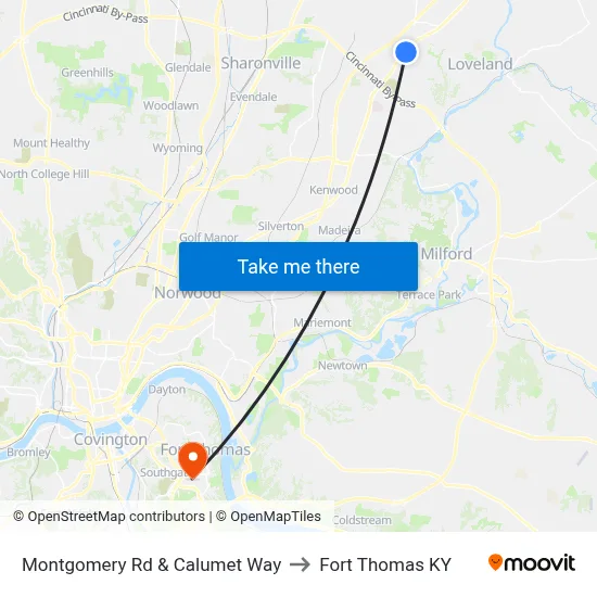 Montgomery Rd & Calumet Way to Fort Thomas KY map