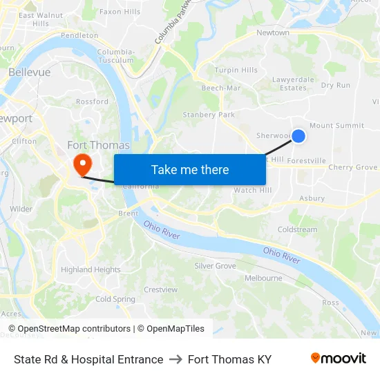 State Rd & Hospital Entrance to Fort Thomas KY map