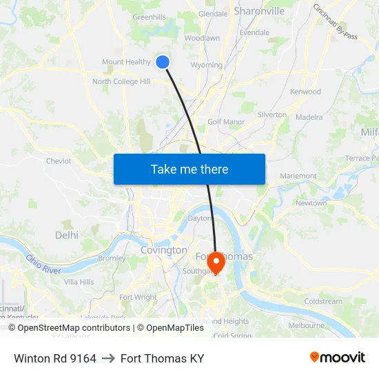 Winton Rd 9164 to Fort Thomas KY map