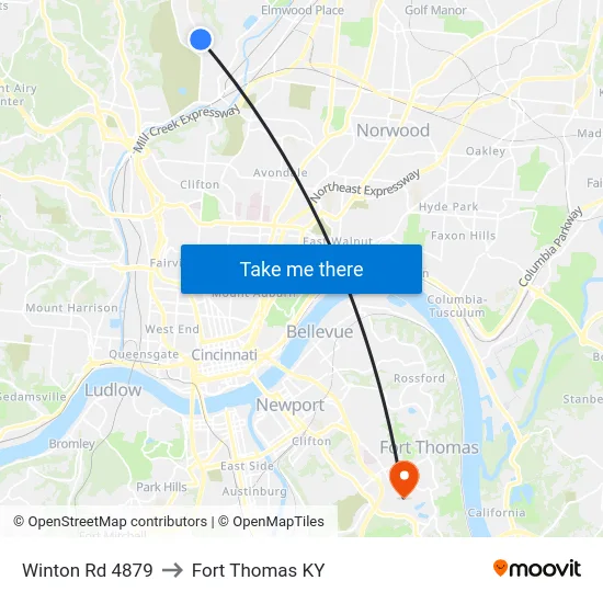 Winton Rd 4879 to Fort Thomas KY map
