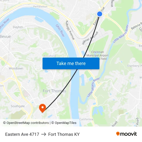Eastern Ave 4717 to Fort Thomas KY map