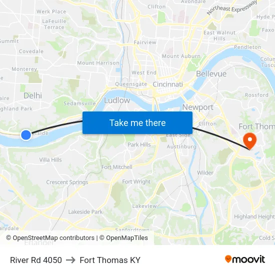 River Rd 4050 to Fort Thomas KY map