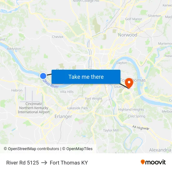 River Rd 5125 to Fort Thomas KY map