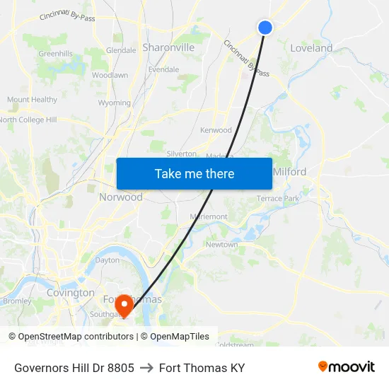 Governors Hill Dr 8805 to Fort Thomas KY map