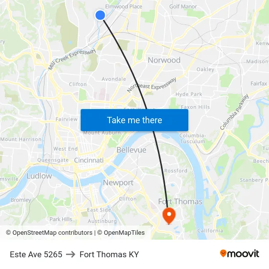 Este Ave 5265 to Fort Thomas KY map