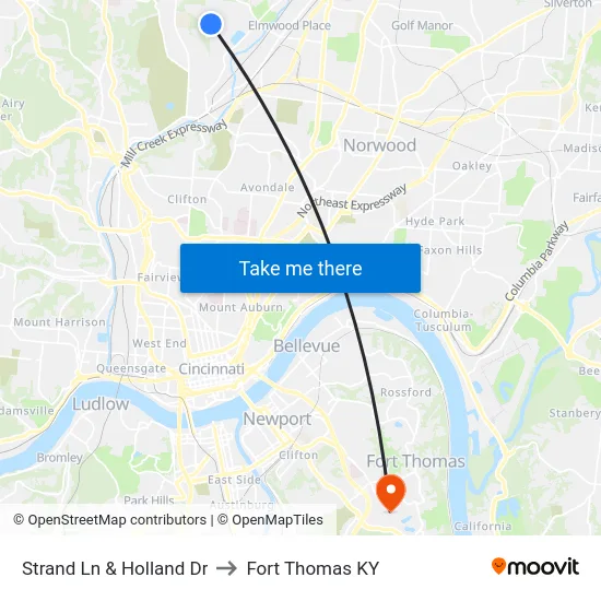 Strand Ln & Holland Dr to Fort Thomas KY map