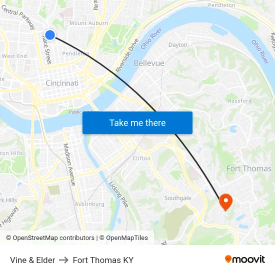 Vine & Elder to Fort Thomas KY map