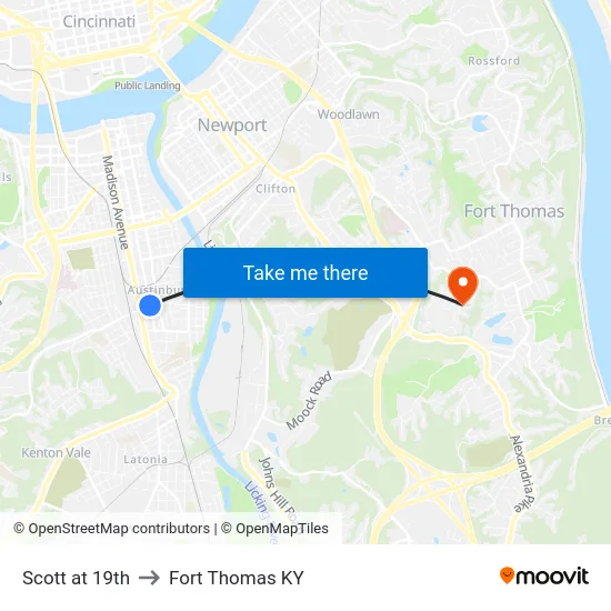 Scott at 19th to Fort Thomas KY map