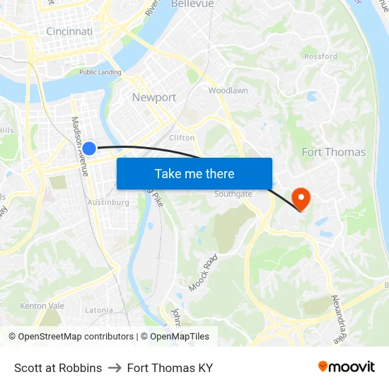 Scott at Robbins to Fort Thomas KY map