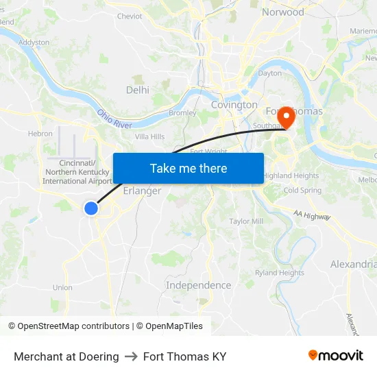 Merchant at Doering to Fort Thomas KY map