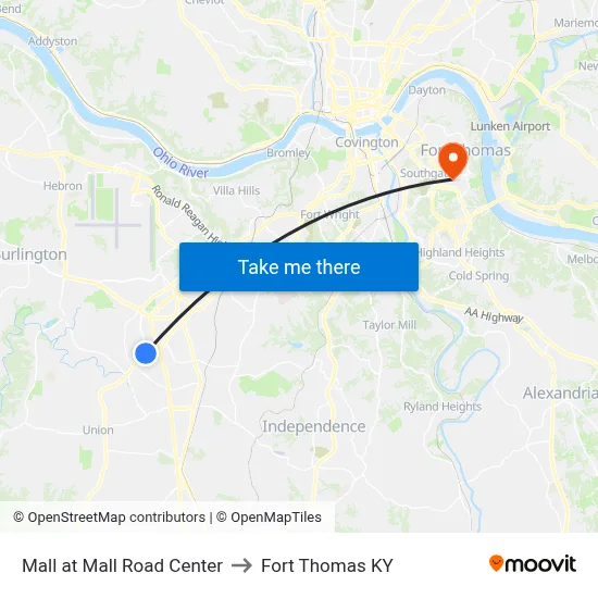 Mall at Mall Road Center to Fort Thomas KY map