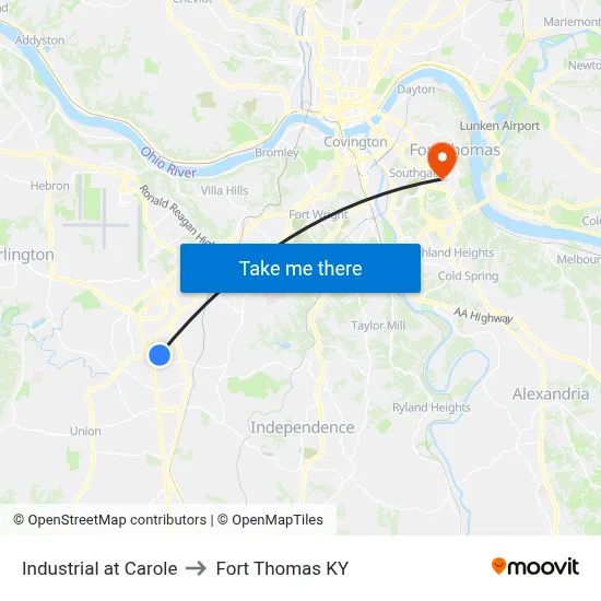 Industrial at Carole to Fort Thomas KY map