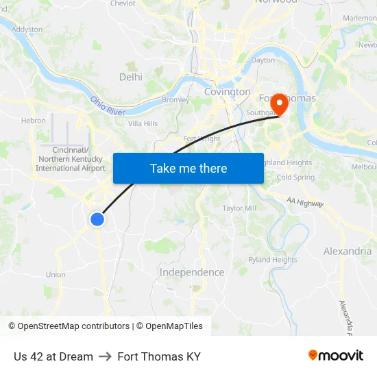 Us 42 at Dream to Fort Thomas KY map