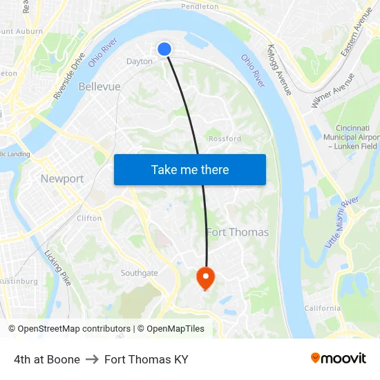 4th at Boone to Fort Thomas KY map