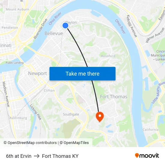 6th at Ervin to Fort Thomas KY map