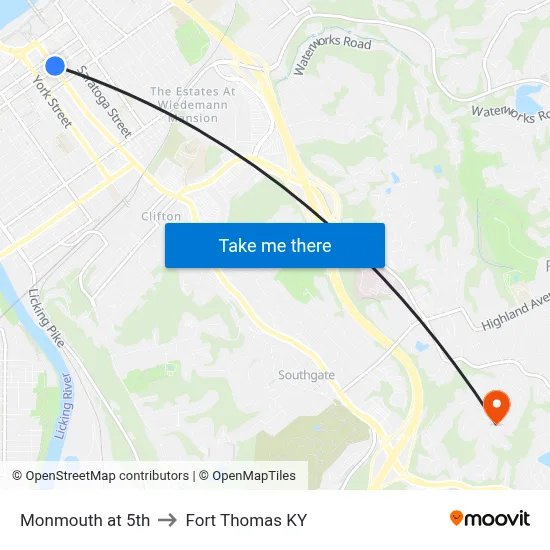 Monmouth at 5th to Fort Thomas KY map