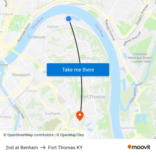 2nd at Benham to Fort Thomas KY map
