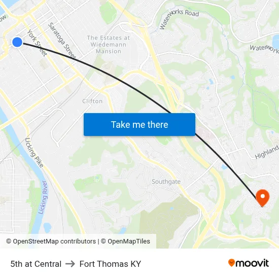 5th at Central to Fort Thomas KY map