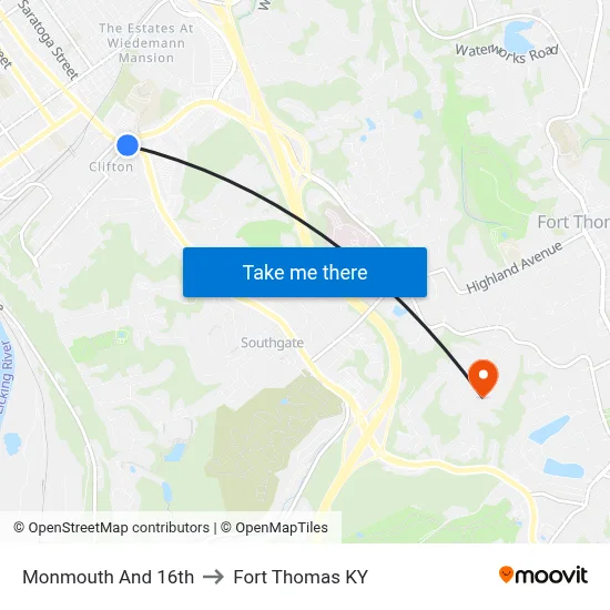 Monmouth And 16th to Fort Thomas KY map