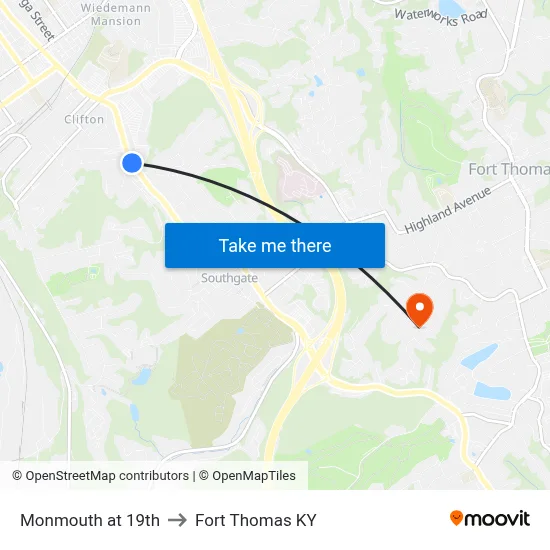 Monmouth at 19th to Fort Thomas KY map