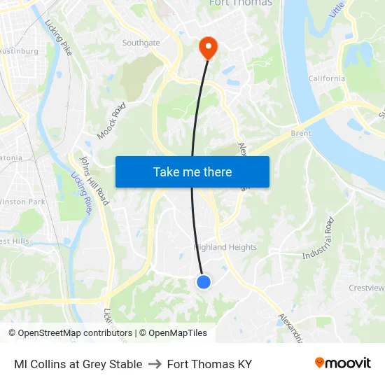 Ml Collins at Grey Stable to Fort Thomas KY map