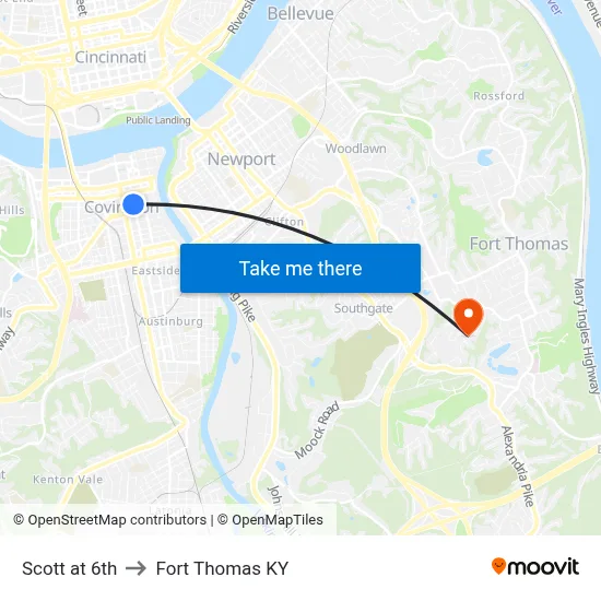 Scott at 6th to Fort Thomas KY map