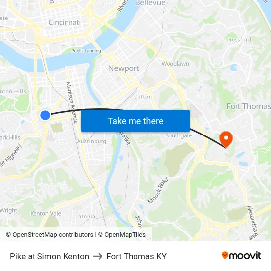 Pike at Simon Kenton to Fort Thomas KY map