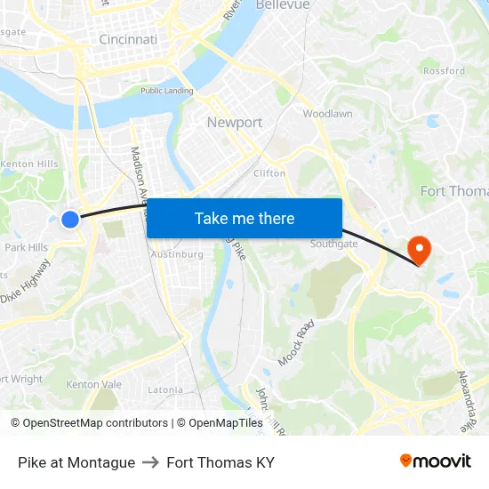 Pike at Montague to Fort Thomas KY map