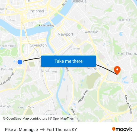 Pike at Montague to Fort Thomas KY map