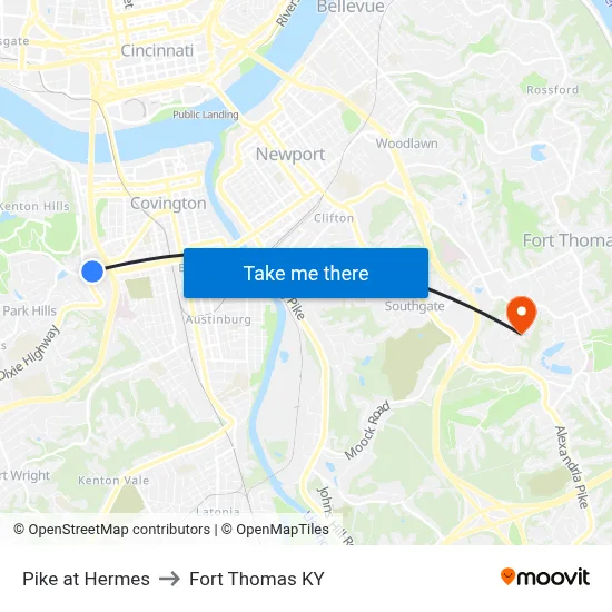 Pike at Hermes to Fort Thomas KY map