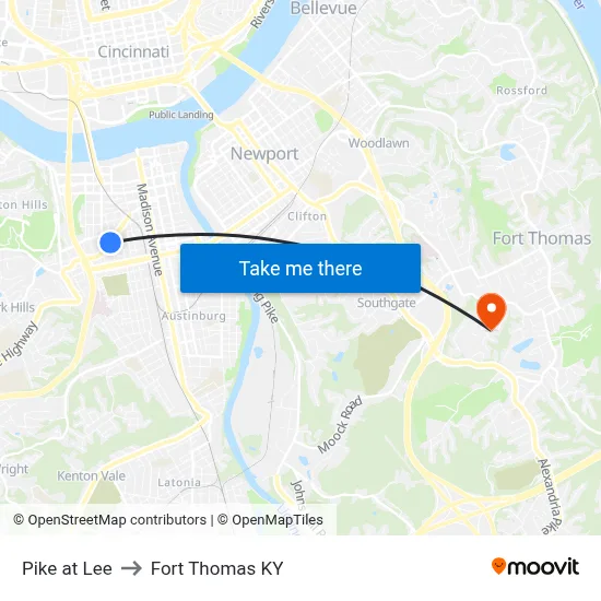 Pike at Lee to Fort Thomas KY map